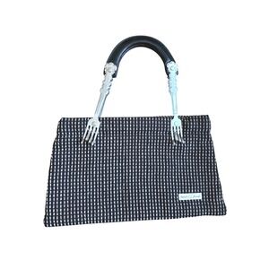 Isabellas Journey Tote Bag Black White Striped Fork Handle Unique Novelty